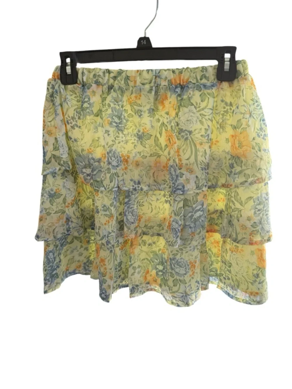 Lost + Wander Yellow Floral Tiered Mini Skirt